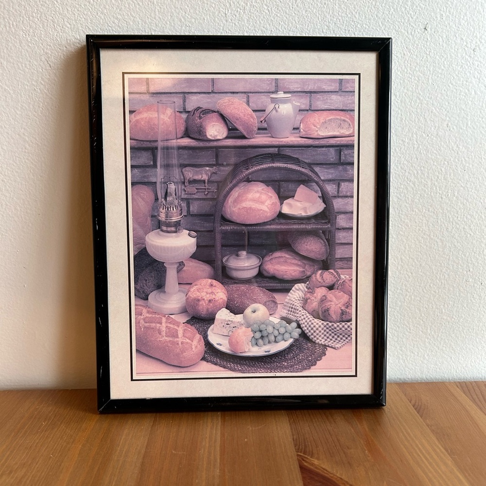 Vintage Framed Bread and Fruit Art Print